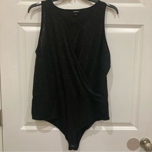 Torrid Sz 3 black lace cross front sleeveless black 2-snap body suit RN 148862